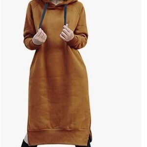 Long Sleeve Brown Hoodie Dress